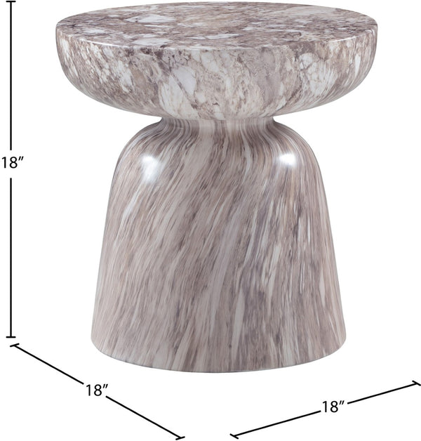 Meridian Furniture Avellino Art Deco Sculptural Concrete End Table with Marble Effect Finish Indoor Outdoor Use Brown 99052Brown-ET