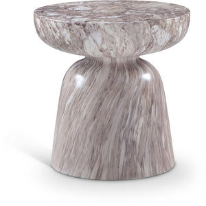 Meridian Furniture Avellino Art Deco Sculptural Concrete End Table with Marble Effect Finish Indoor Outdoor Use Brown 99052Brown-ET
