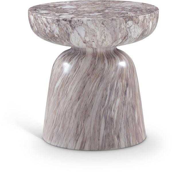 Meridian Furniture Avellino Art Deco Sculptural Concrete End Table with Marble Effect Finish Indoor Outdoor Use Brown 99052Brown-ET