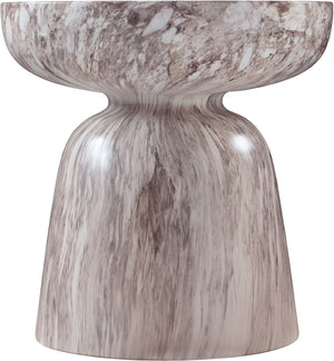 Meridian Furniture Avellino Art Deco Sculptural Concrete End Table with Marble Effect Finish Indoor Outdoor Use Brown 99052Brown-ET