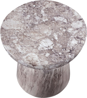 Meridian Furniture Avellino Art Deco Sculptural Concrete End Table with Marble Effect Finish Indoor Outdoor Use Brown 99052Brown-ET