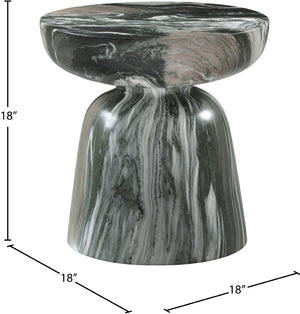 Meridian Furniture Avellino Art Deco Sculptural Concrete End Table with Marble Effect Finish Indoor Outdoor Use Green 99052Green-ET