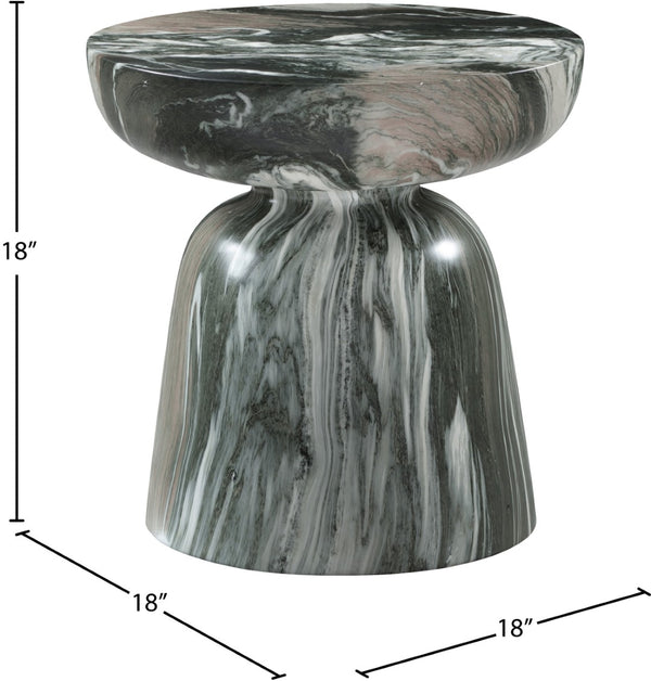 Meridian Furniture Avellino Art Deco Sculptural Concrete End Table with Marble Effect Finish Indoor Outdoor Use Green 99052Green-ET
