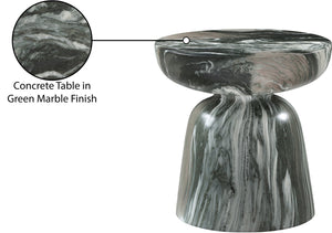 Meridian Furniture Avellino Art Deco Sculptural Concrete End Table with Marble Effect Finish Indoor Outdoor Use Green 99052Green-ET