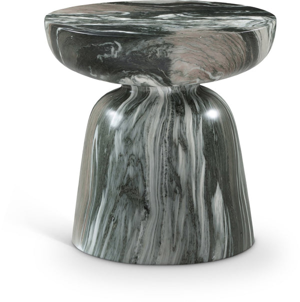 Meridian Furniture Avellino Art Deco Sculptural Concrete End Table with Marble Effect Finish Indoor Outdoor Use Green 99052Green-ET