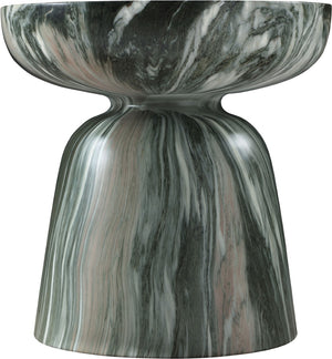 Meridian Furniture Avellino Art Deco Sculptural Concrete End Table with Marble Effect Finish Indoor Outdoor Use Green 99052Green-ET