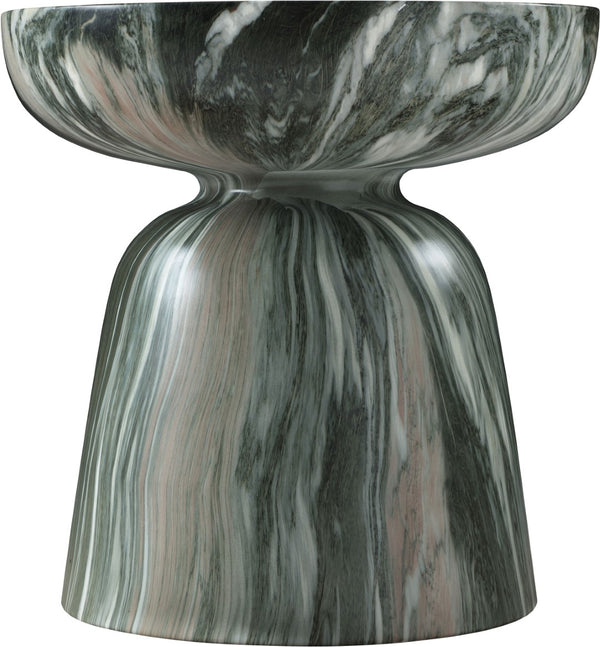 Meridian Furniture Avellino Art Deco Sculptural Concrete End Table with Marble Effect Finish Indoor Outdoor Use Green 99052Green-ET