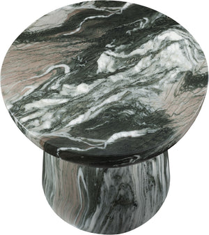 Meridian Furniture Avellino Art Deco Sculptural Concrete End Table with Marble Effect Finish Indoor Outdoor Use Green 99052Green-ET