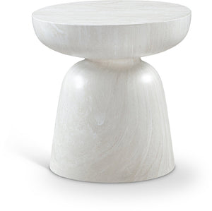 Meridian Furniture Avellino Art Deco Sculptural Concrete End Table with Marble Effect Finish Indoor Outdoor Use White 99052White-ET