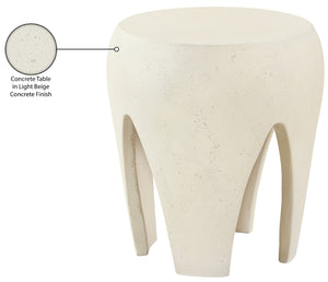 Meridian Furniture Moxie Sculptural Concrete Fiberglass End Table with Arched Legs for Indoor Outdoor Living Cream 99053Cream-ET