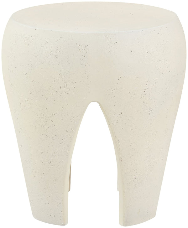 Meridian Furniture Moxie Sculptural Concrete Fiberglass End Table with Arched Legs for Indoor Outdoor Living Cream 99053Cream-ET