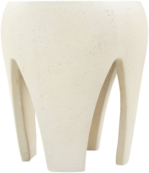Meridian Furniture Moxie Sculptural Concrete Fiberglass End Table with Arched Legs for Indoor Outdoor Living Cream 99053Cream-ET