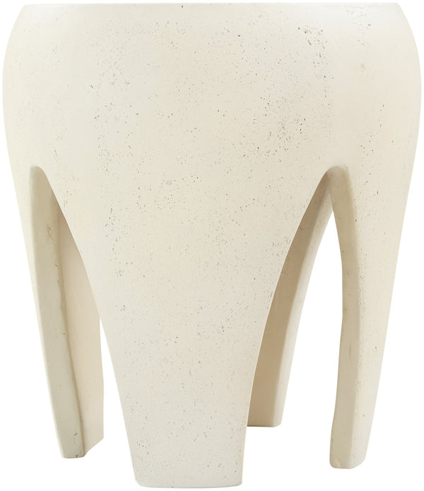 Meridian Furniture Moxie Sculptural Concrete Fiberglass End Table with Arched Legs for Indoor Outdoor Living Cream 99053Cream-ET