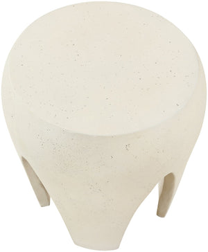 Meridian Furniture Moxie Sculptural Concrete Fiberglass End Table with Arched Legs for Indoor Outdoor Living Cream 99053Cream-ET