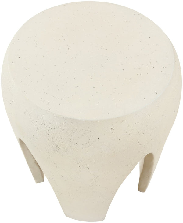Meridian Furniture Moxie Sculptural Concrete Fiberglass End Table with Arched Legs for Indoor Outdoor Living Cream 99053Cream-ET