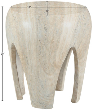 Meridian Furniture Moxie Sculptural Concrete Fiberglass End Table with Arched Legs for Indoor Outdoor Living Natural 99053Travertine-ET