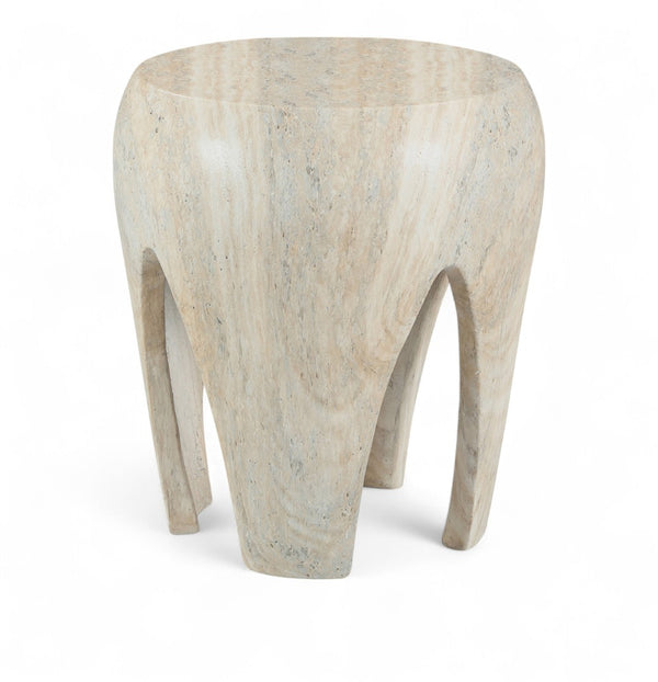 Meridian Furniture Moxie Sculptural Concrete Fiberglass End Table with Arched Legs for Indoor Outdoor Living Natural 99053Travertine-ET