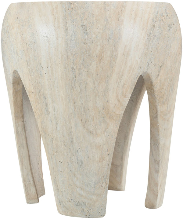 Meridian Furniture Moxie Sculptural Concrete Fiberglass End Table with Arched Legs for Indoor Outdoor Living Natural 99053Travertine-ET