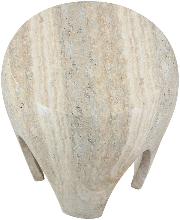 Meridian Furniture Moxie Sculptural Concrete Fiberglass End Table with Arched Legs for Indoor Outdoor Living Natural 99053Travertine-ET
