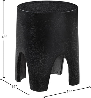 Meridian Furniture Foligno Sculptural Concrete End Table with Arched Cutouts for Indoor Outdoor Living Spaces Black 99054Black-ET