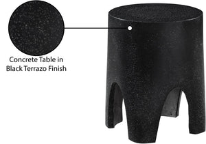 Meridian Furniture Foligno Sculptural Concrete End Table with Arched Cutouts for Indoor Outdoor Living Spaces Black 99054Black-ET