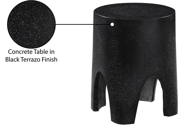 Meridian Furniture Foligno Sculptural Concrete End Table with Arched Cutouts for Indoor Outdoor Living Spaces Black 99054Black-ET