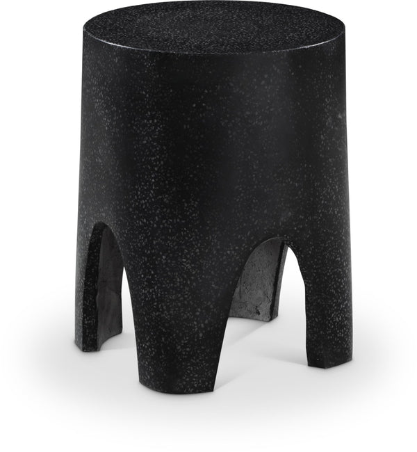 Meridian Furniture Foligno Sculptural Concrete End Table with Arched Cutouts for Indoor Outdoor Living Spaces Black 99054Black-ET
