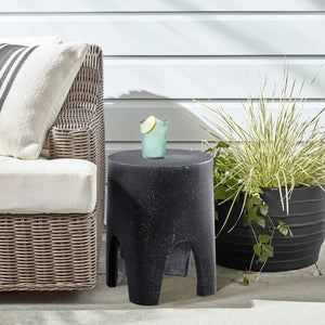 Meridian Furniture Foligno Sculptural Concrete End Table with Arched Cutouts for Indoor Outdoor Living Spaces Black 99054Black-ET