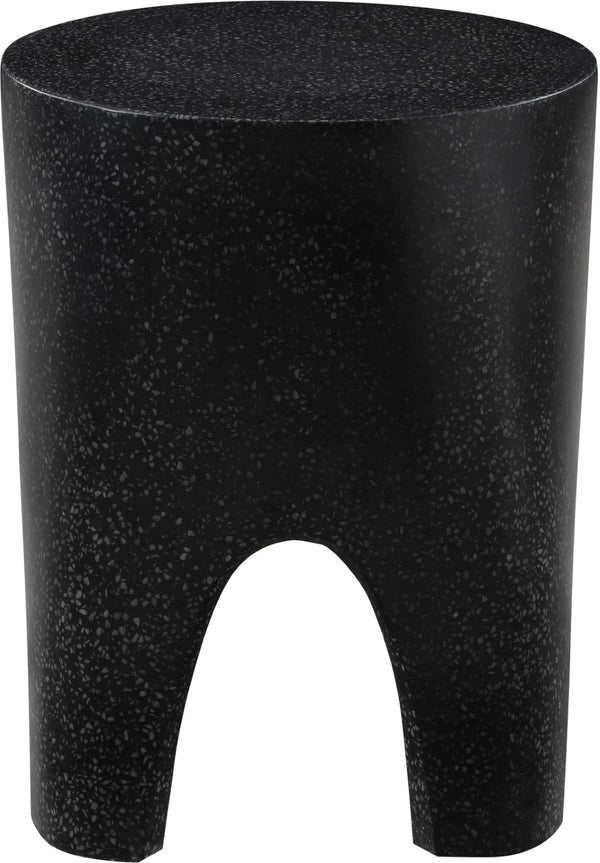 Meridian Furniture Foligno Sculptural Concrete End Table with Arched Cutouts for Indoor Outdoor Living Spaces Black 99054Black-ET