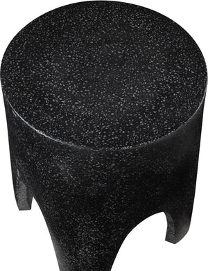 Meridian Furniture Foligno Sculptural Concrete End Table with Arched Cutouts for Indoor Outdoor Living Spaces Black 99054Black-ET