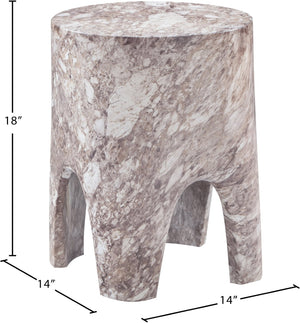 Meridian Furniture Foligno Sculptural Concrete End Table with Arched Cutouts for Indoor Outdoor Living Spaces Brown 99054Brown-ET