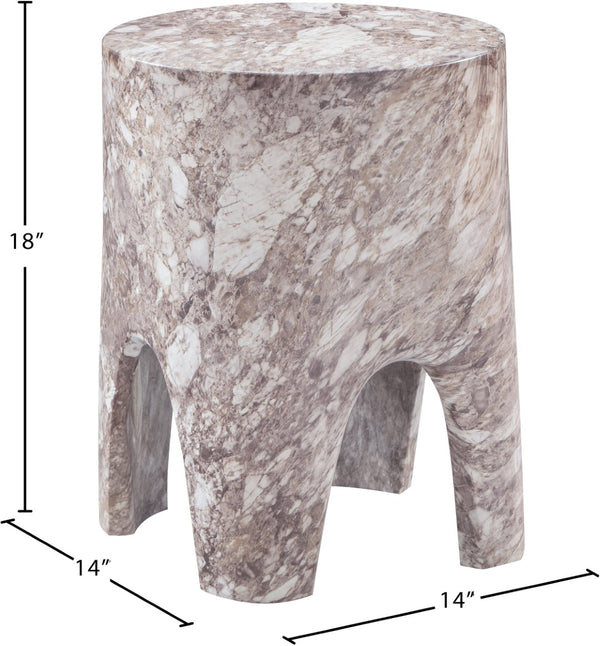Meridian Furniture Foligno Sculptural Concrete End Table with Arched Cutouts for Indoor Outdoor Living Spaces Brown 99054Brown-ET