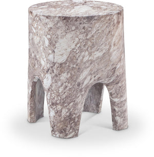 Meridian Furniture Foligno Sculptural Concrete End Table with Arched Cutouts for Indoor Outdoor Living Spaces Brown 99054Brown-ET