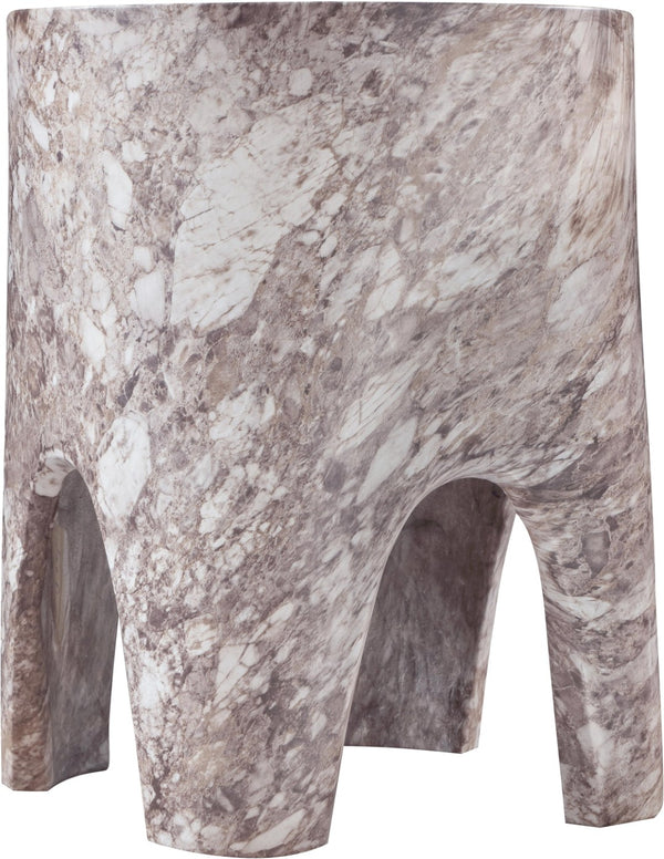 Meridian Furniture Foligno Sculptural Concrete End Table with Arched Cutouts for Indoor Outdoor Living Spaces Brown 99054Brown-ET