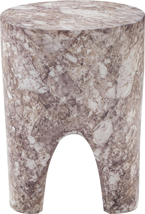 Meridian Furniture Foligno Sculptural Concrete End Table with Arched Cutouts for Indoor Outdoor Living Spaces Brown 99054Brown-ET