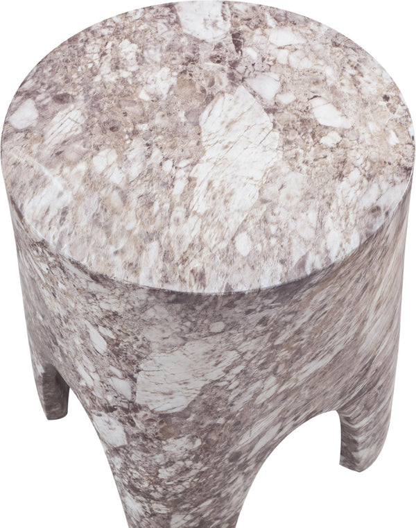 Meridian Furniture Foligno Sculptural Concrete End Table with Arched Cutouts for Indoor Outdoor Living Spaces Brown 99054Brown-ET