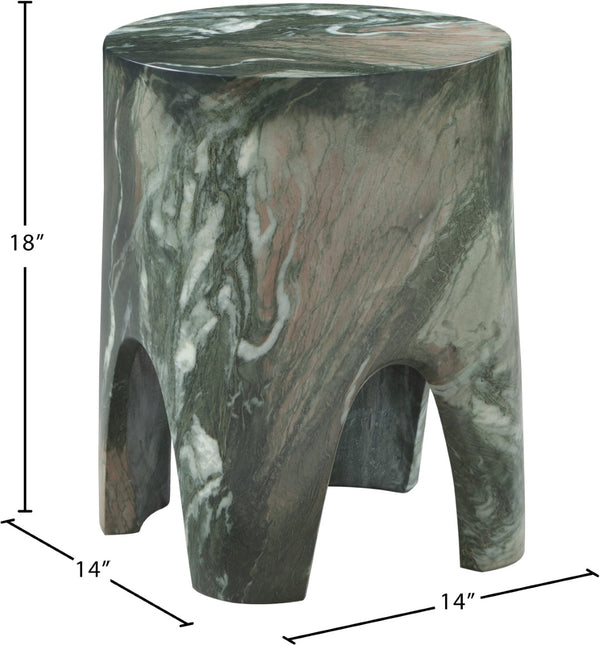 Meridian Furniture Foligno Sculptural Concrete End Table with Arched Cutouts for Indoor Outdoor Living Spaces Green 99054Green-ET