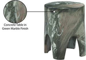 Meridian Furniture Foligno Sculptural Concrete End Table with Arched Cutouts for Indoor Outdoor Living Spaces Green 99054Green-ET