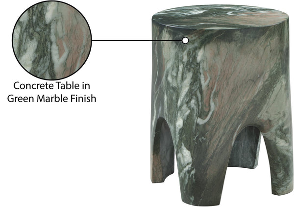 Meridian Furniture Foligno Sculptural Concrete End Table with Arched Cutouts for Indoor Outdoor Living Spaces Green 99054Green-ET