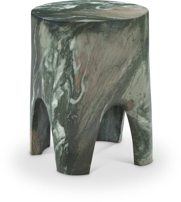 Meridian Furniture Foligno Sculptural Concrete End Table with Arched Cutouts for Indoor Outdoor Living Spaces Green 99054Green-ET