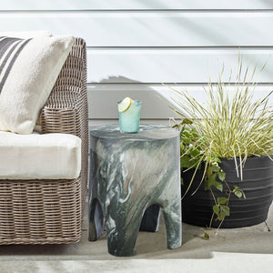 Meridian Furniture Foligno Sculptural Concrete End Table with Arched Cutouts for Indoor Outdoor Living Spaces Green 99054Green-ET