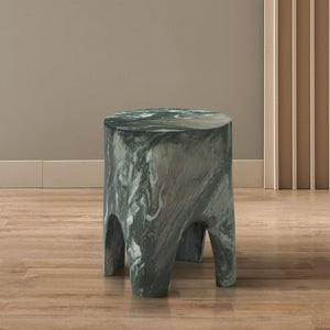 Meridian Furniture Foligno Sculptural Concrete End Table with Arched Cutouts for Indoor Outdoor Living Spaces Green 99054Green-ET
