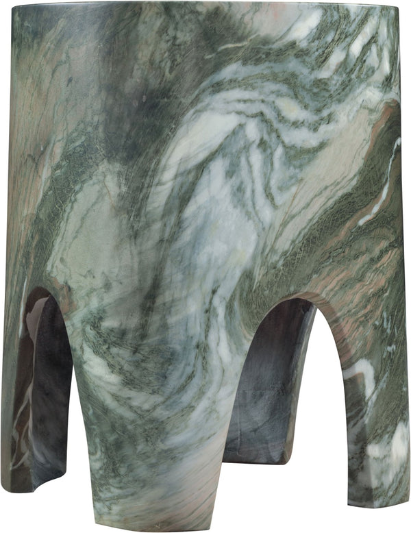Meridian Furniture Foligno Sculptural Concrete End Table with Arched Cutouts for Indoor Outdoor Living Spaces Green 99054Green-ET