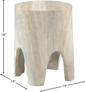 Meridian Furniture Foligno Sculptural Concrete End Table with Arched Cutouts for Indoor Outdoor Living Spaces Natural 99054Travertine-ET