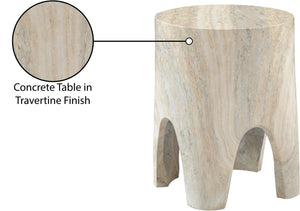 Meridian Furniture Foligno Sculptural Concrete End Table with Arched Cutouts for Indoor Outdoor Living Spaces Natural 99054Travertine-ET