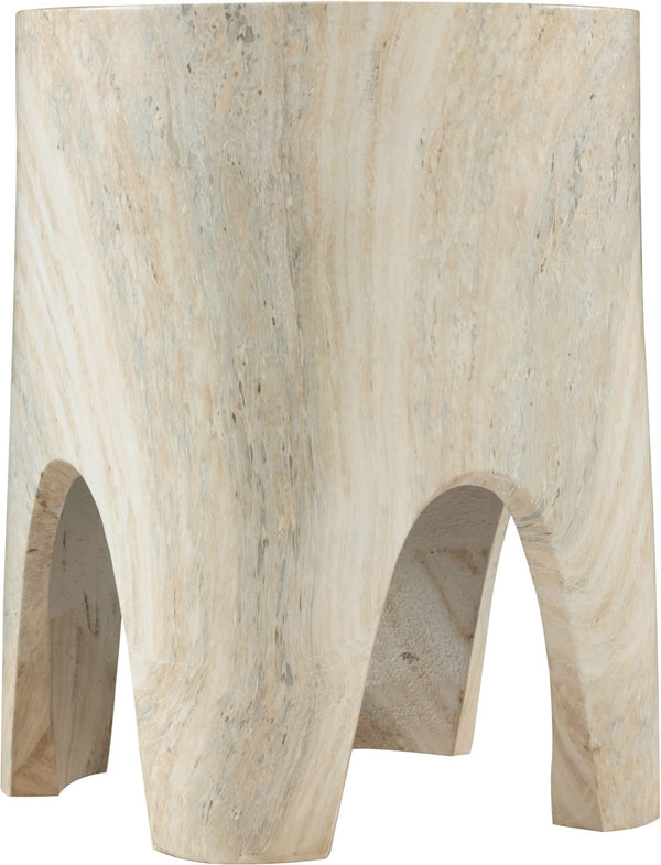 Meridian Furniture Foligno Sculptural Concrete End Table with Arched Cutouts for Indoor Outdoor Living Spaces Natural 99054Travertine-ET