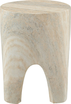 Meridian Furniture Foligno Sculptural Concrete End Table with Arched Cutouts for Indoor Outdoor Living Spaces Natural 99054Travertine-ET