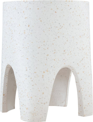 Meridian Furniture Foligno Sculptural Concrete End Table with Arched Cutouts for Indoor Outdoor Living Spaces White 99054White-ET