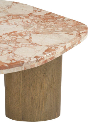 Meridian Furniture Puglia Marble Square Coffee Table with Sculptural Solid Oak Legs for Modern Living Rooms Cream 99057Breccia-CT