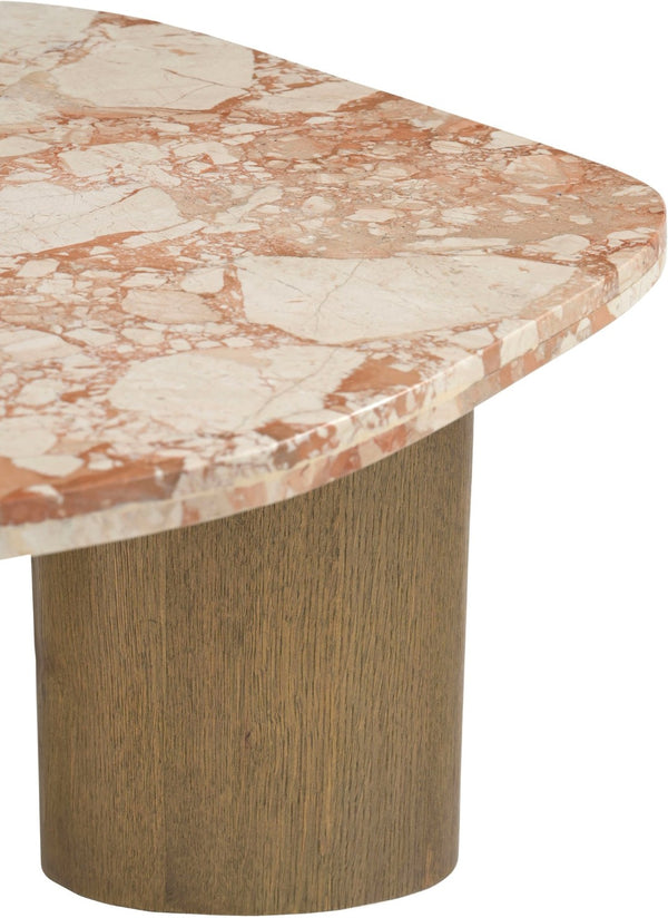Meridian Furniture Puglia Marble Square Coffee Table with Sculptural Solid Oak Legs for Modern Living Rooms Cream 99057Breccia-CT